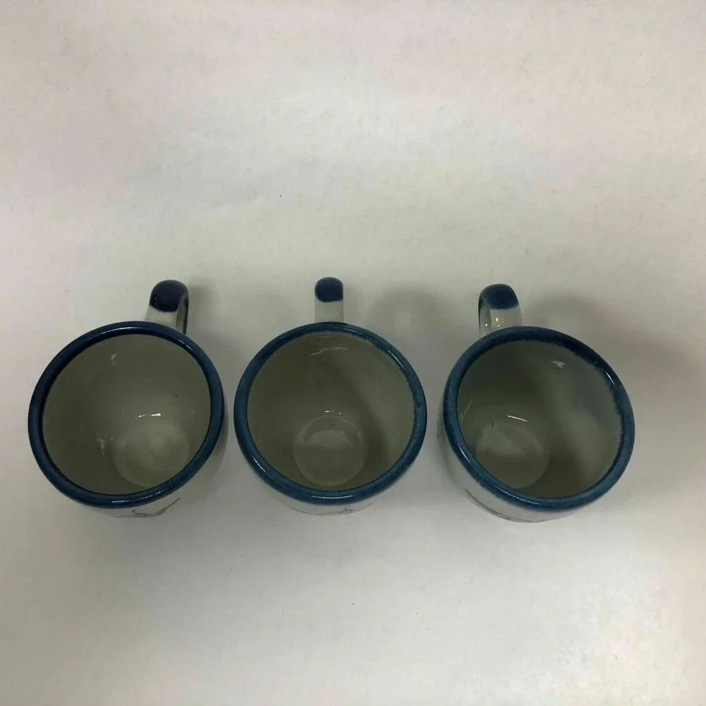 TM Mexico Bird Butterfly Blue Lot of‎ 3 Small Cups 2